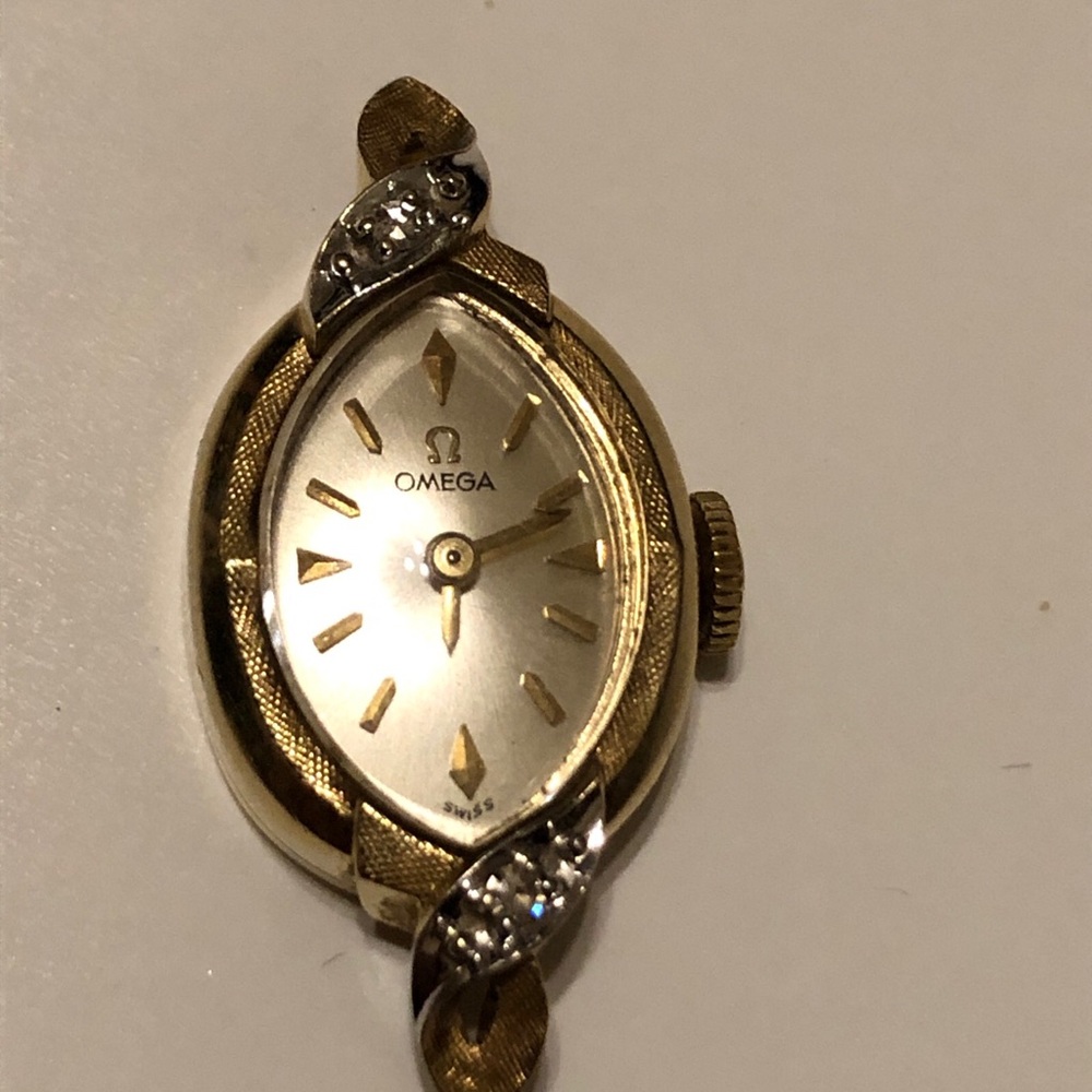 1960s Omega Women’s 14K Gold Vintage Watch with Natural Genuine Diamond Accents